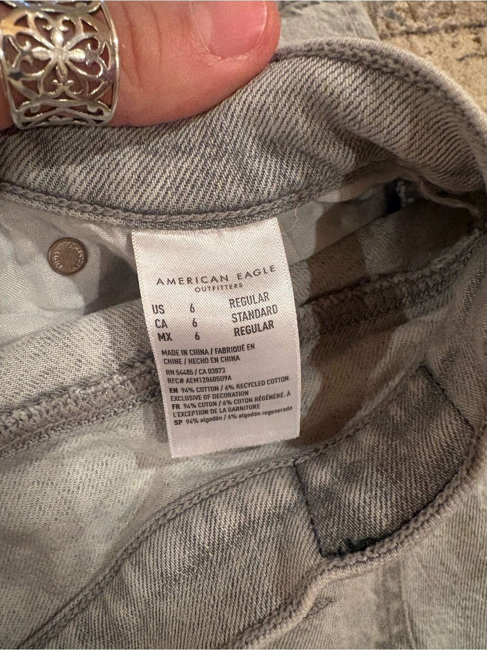 American Eagle 90s Straight Leg Jeans Distressed Gray Jeans Ripped Straight Leg - Picture 6 of 6